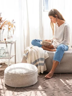 Fashion Lorena Canals Pouf pour enfant fait main Chill Tissu beige clair