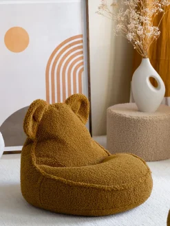 Sale Wigiwama Pouf pour enfants en peluche Bear Peluche jaune moutarde