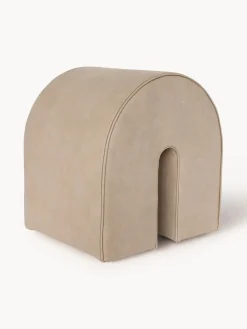 Discount Kristina Dam Pouf rembourré en cuir nubuck Curved Cuir brun