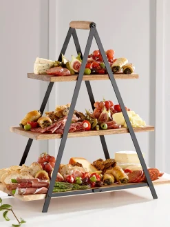 Sale ladelle Présentoir à gâteau en bois de manguier Serve