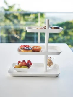 Discount Yamazaki Présentoir à gâteau en métal Tower Blanc