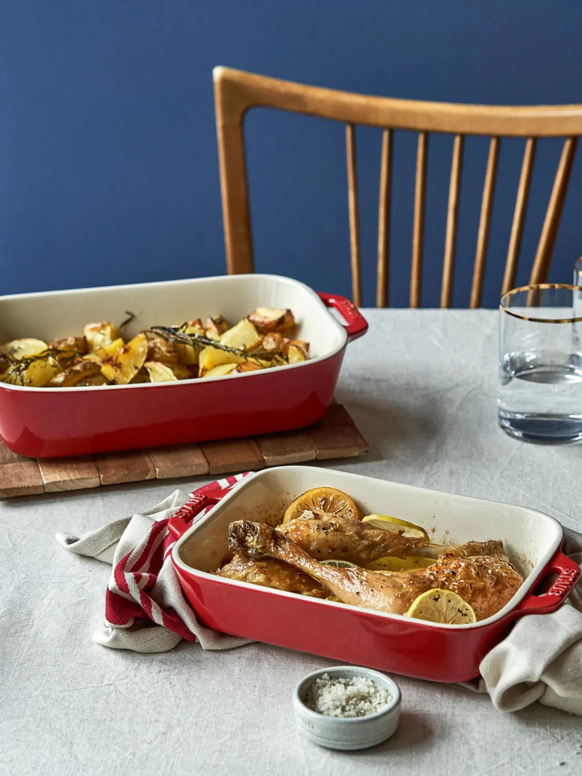 Fashion Staub Ramequins Ceramic, 2 élém. Blanc cassé, rouge