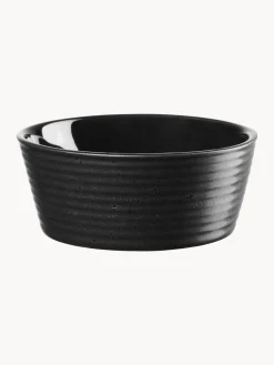 Fashion ASA Selection Ramequins ronds en porcelaine Miniu, 4 pièces Noir chiné mat, noir haute brillance