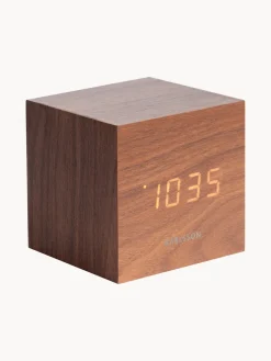Discount Karlsson Réveil LED avec port USB Cube Bois