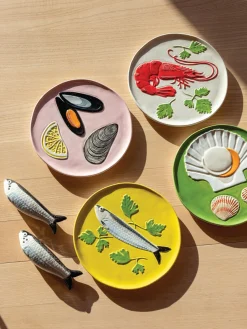 Sale &k Amsterdam Salière et poivrière en dolomite peintes à la main Sardine, 2 élém.