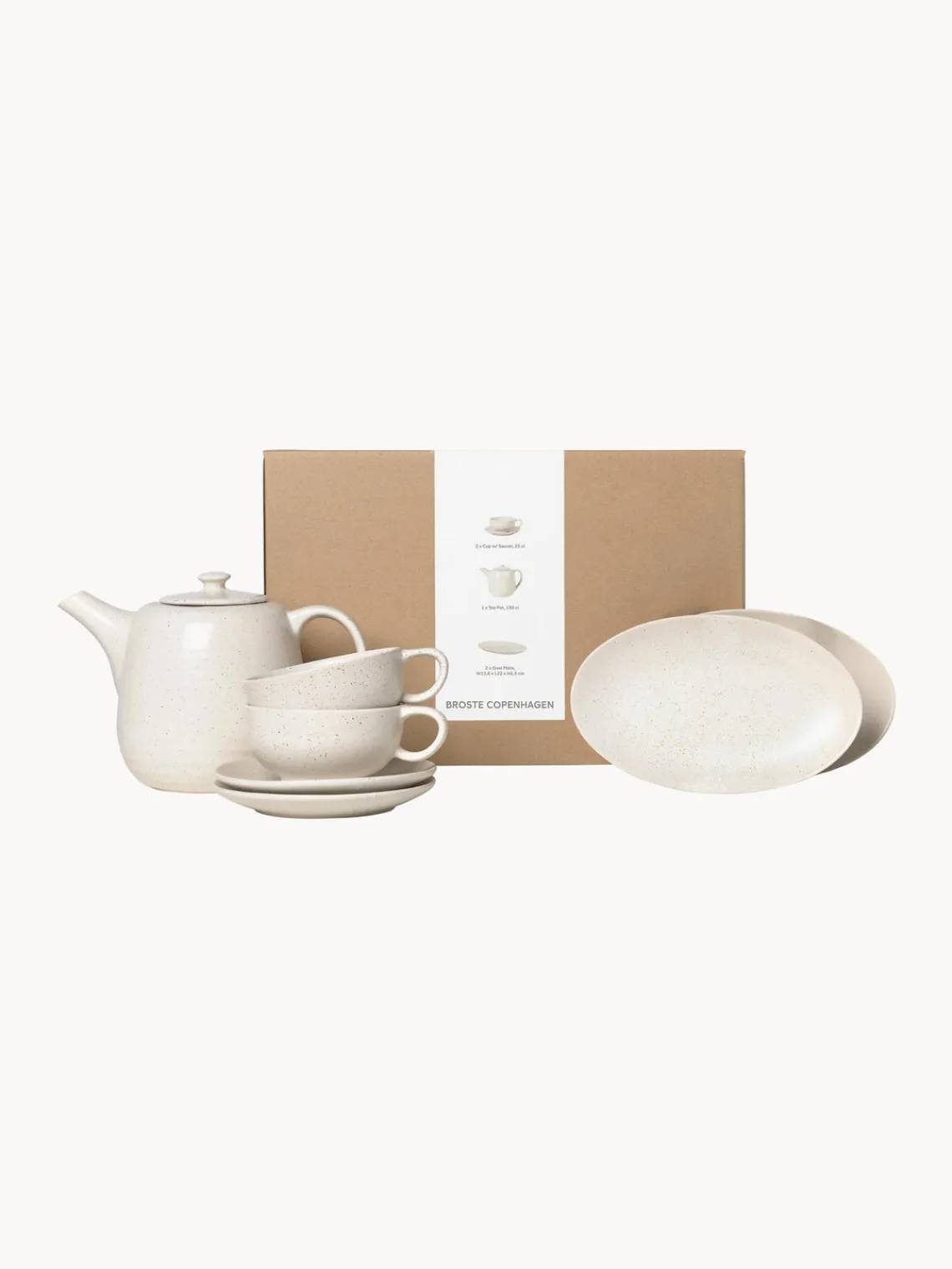 Discount Broste Copenhagen Service à thé artisanal Nordic Vanilla, 2 personnes (7 élém.) Blanc cassé, chiné