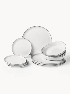 Clearance Broste Copenhagen Service de table artisanal en porcelaine Salt, 4 personnes (12 élém.)