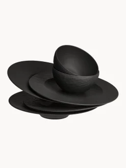 New Villeroy & Boch Service de table en porcelaine Rock, 2 personnes (6 élém.) Noir