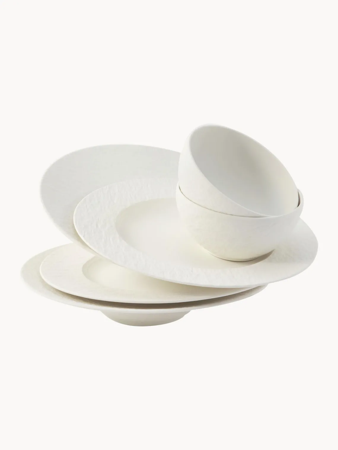 Online Villeroy & Boch Service de table en porcelaine Rock, 2 personnes (6 élém.) Blanc cassé