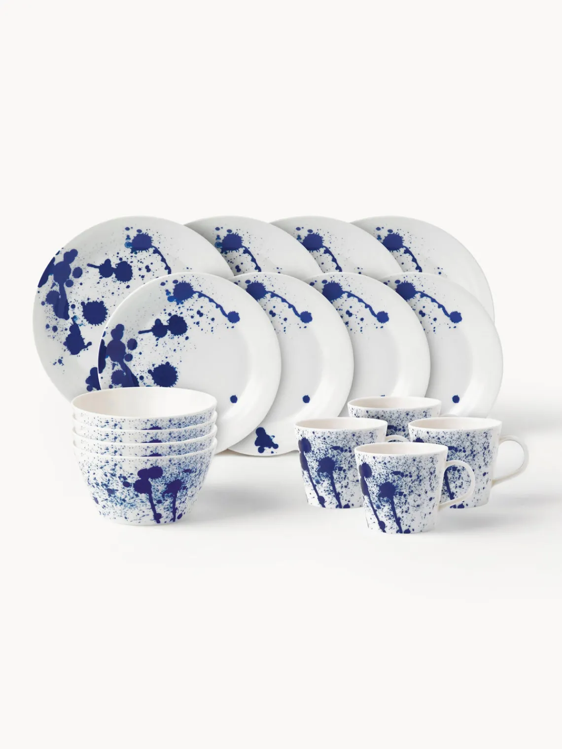 New ROYAL DOULTON Service de table en porcelaine Pacific Blue, 4 personnes (16 élém.) Abstrait