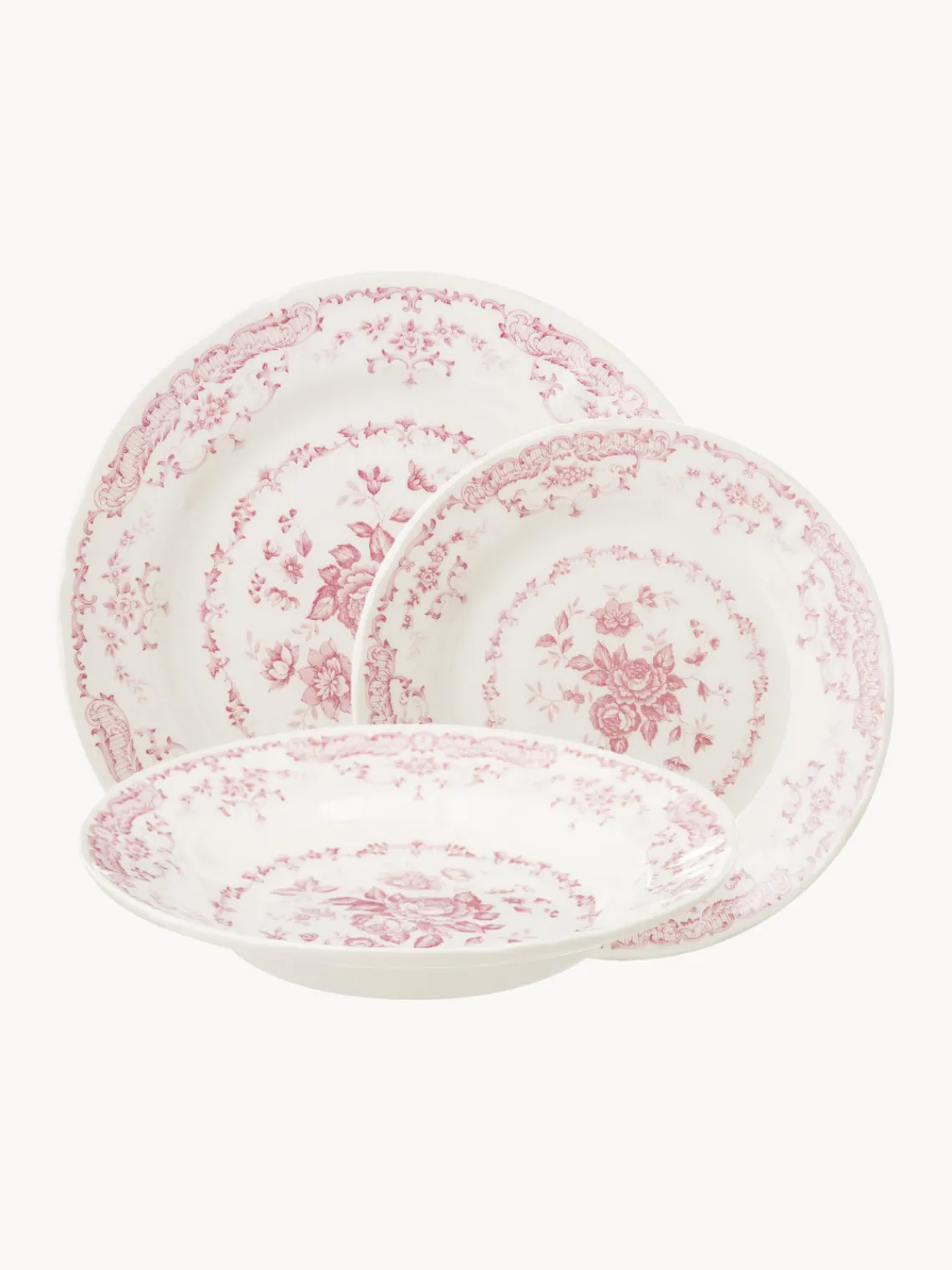 Online Bitossi Home Service de table motif fleuri Rosa, 6 personnes (18 élém.) Blanc, rose pâle