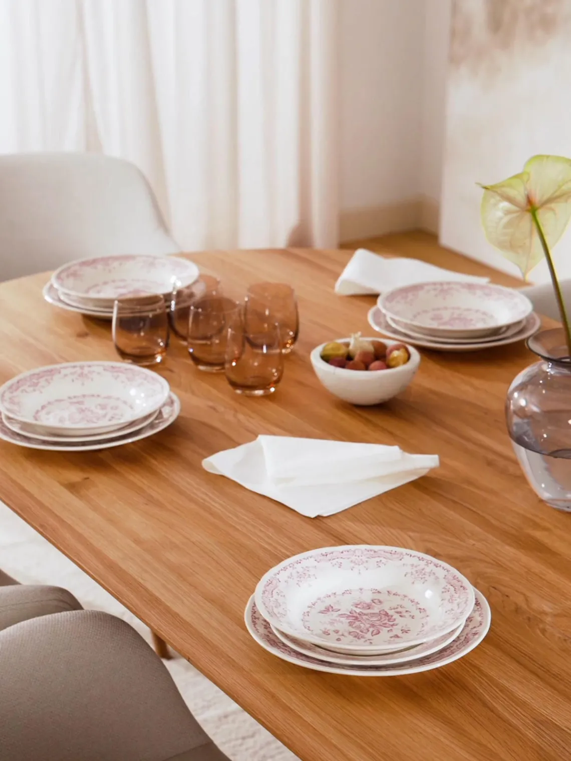 Online Bitossi Home Service de table motif fleuri Rosa, 6 personnes (18 élém.) Blanc, rose pâle