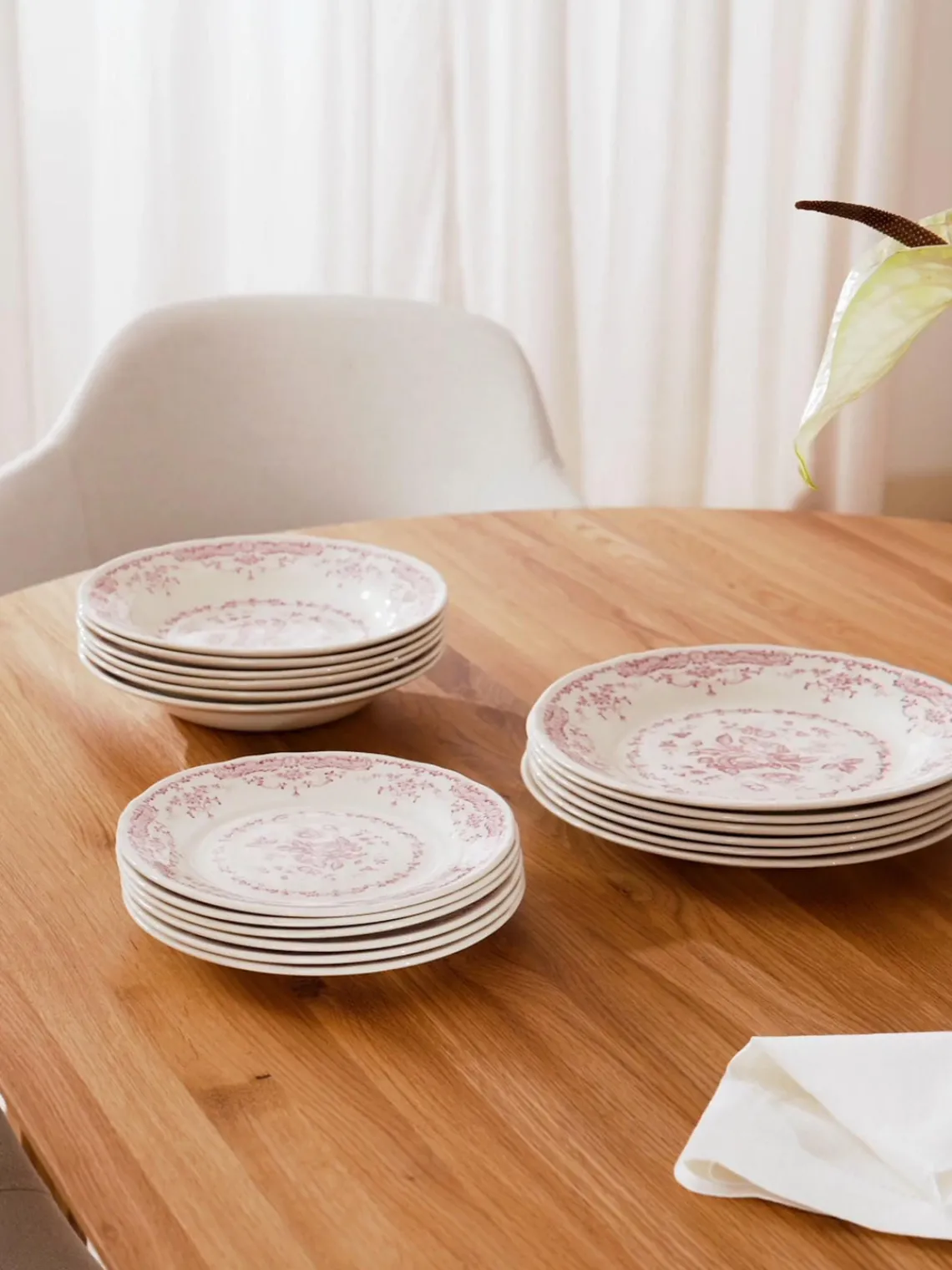 Online Bitossi Home Service de table motif fleuri Rosa, 6 personnes (18 élém.) Blanc, rose pâle