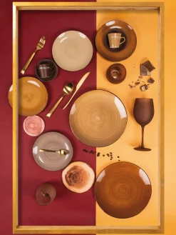 Sale Villa D'Este Home Tivoli Service de table peint à la main Baita, 6 personnes (18 élém.) Tons rouges, beige