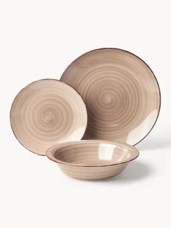 Sale Villa D'Este Home Tivoli Service de table peint à la main Baita, 6 personnes (18 élém.) Tons rouges, beige