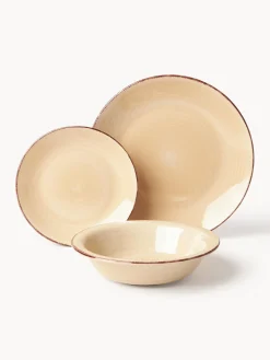 Sale Villa D'Este Home Tivoli Service de table peint à la main Baita, 6 personnes (18 élém.) Tons rouges, beige