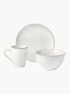 Outlet Broste Copenhagen Service petit déjeuner artisanal Nordic Sand, 4 personnes (12 élém.) Gris clair, chiné