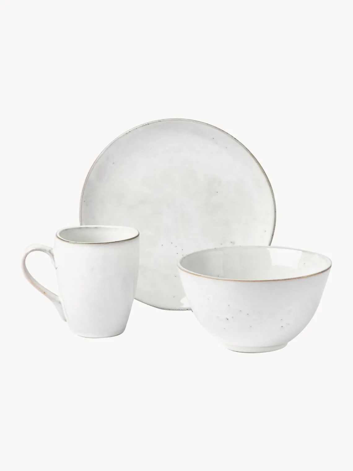 Outlet Broste Copenhagen Service petit déjeuner artisanal Nordic Sand, 4 personnes (12 élém.) Gris clair, chiné