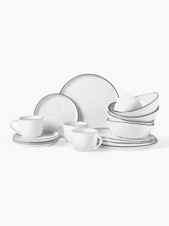 Fashion Broste Copenhagen Service petit déjeuner artisanal en porcelaine Salt, 4 personnes (16 élém.)