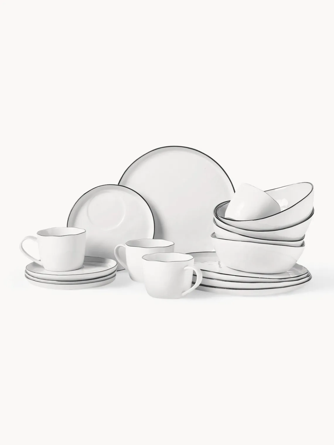 Fashion Broste Copenhagen Service petit déjeuner artisanal en porcelaine Salt, 4 personnes (16 élém.)
