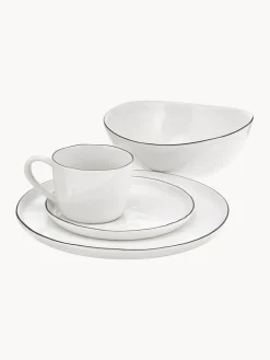 Fashion Broste Copenhagen Service petit déjeuner artisanal en porcelaine Salt, 4 personnes (16 élém.)