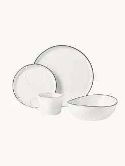 Fashion Broste Copenhagen Service petit déjeuner artisanal en porcelaine Salt, 4 personnes (16 élém.)