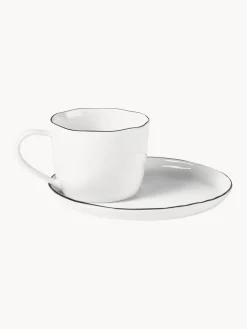 Fashion Broste Copenhagen Service petit déjeuner artisanal en porcelaine Salt, 4 personnes (16 élém.)