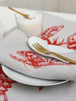 Discount Frohstoff Serviette en lin sérigraphiée à la main Homard