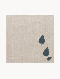 Fashion Frohstoff Serviette en lin sérigraphiée à la main Feuille d'ortie