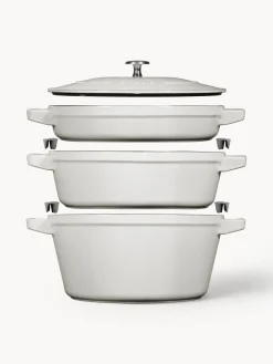 Discount Staub Set de casseroles en fonte La Cocotte, 3 élém. Blanc cassé, haute brillance
