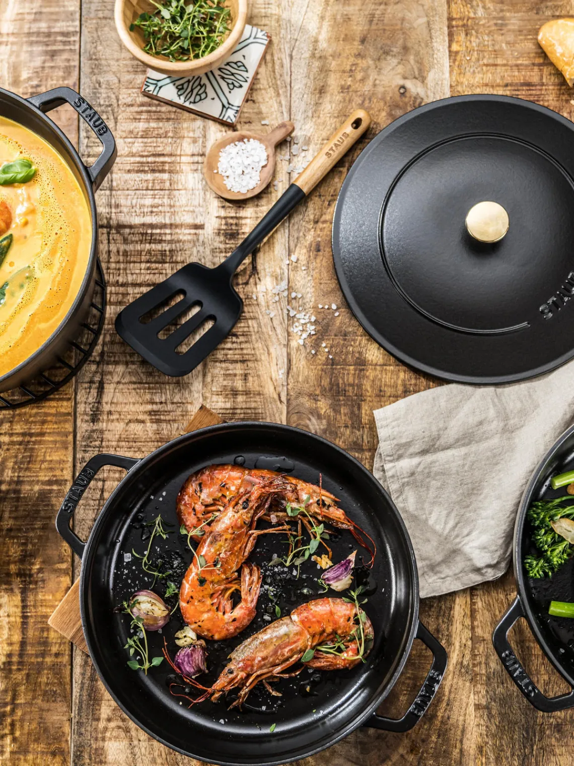 Best Staub Set de casseroles en fonte La Cocotte, 3 élém. Noir, mat