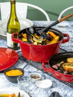 Fashion Staub Set de casseroles en fonte La Cocotte, 3 élém. Rouge, haute brillance