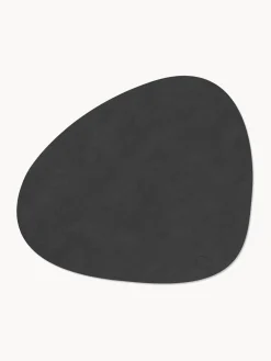 Fashion LIND DNA Sets de table asymétriques en cuir Curve, 4 pièces Noir