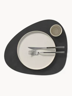 Fashion LIND DNA Sets de table asymétriques en cuir Curve, 4 pièces Noir