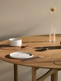 Clearance LIND DNA Sets de table asymétriques en cuir Curve, 4 pièces Brun