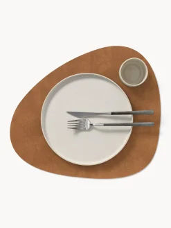 Clearance LIND DNA Sets de table asymétriques en cuir Curve, 4 pièces Brun