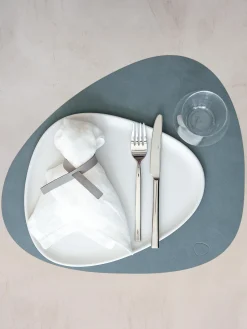 Discount LIND DNA Sets de table asymétriques en cuir Curve, 4 pièces Bleu ciel