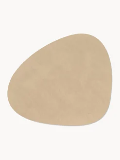 Clearance LIND DNA Sets de table asymétriques en cuir Curve, 4 pièces Beige clair
