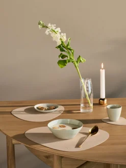 Clearance LIND DNA Sets de table asymétriques en cuir Curve, 4 pièces Beige clair