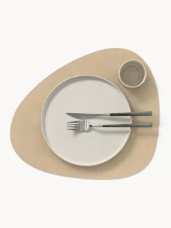 Clearance LIND DNA Sets de table asymétriques en cuir Curve, 4 pièces Beige clair