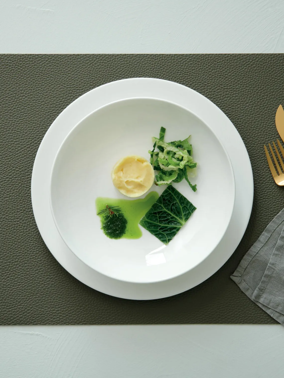 Online ASA Selection Sets de table en cuir synthétique Pik, 2 pièces Vert olive