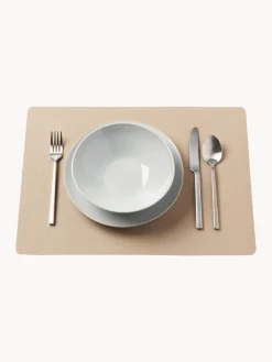New BITZ Sets de table en cuir synthétique réversible , 4 pièces Beige, noir