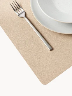 New BITZ Sets de table en cuir synthétique réversible , 4 pièces Beige, noir