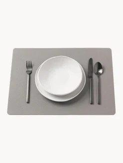 New BITZ Sets de table en cuir synthétique réversible , 4 pièces Taupe, noir