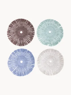 Outlet Villa D'Este Home Tivoli Sets de table faits à la main Tovaglietta, 4 élém. Blanc, taupe, vert turquoise, bleu