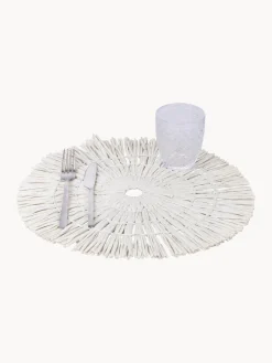 Outlet Villa D'Este Home Tivoli Sets de table faits à la main Tovaglietta, 4 élém. Blanc, taupe, vert turquoise, bleu