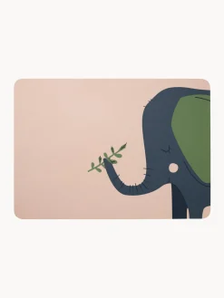 Hot ASA Selection Sets de table Leo Emma Elefant, 2 pièces Pêche, bleu foncé, vert