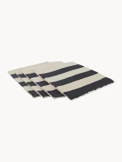 Hot Jotex Sets de table tuftés à la main Kio Stripe, 4 pièces Noir, blanc crème