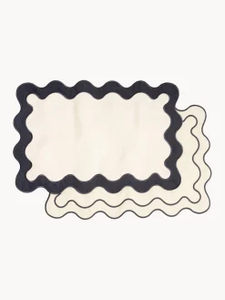 Hot Business & Pleasure Sets de table Wave, 4 élém. Bleu foncé, blanc crème