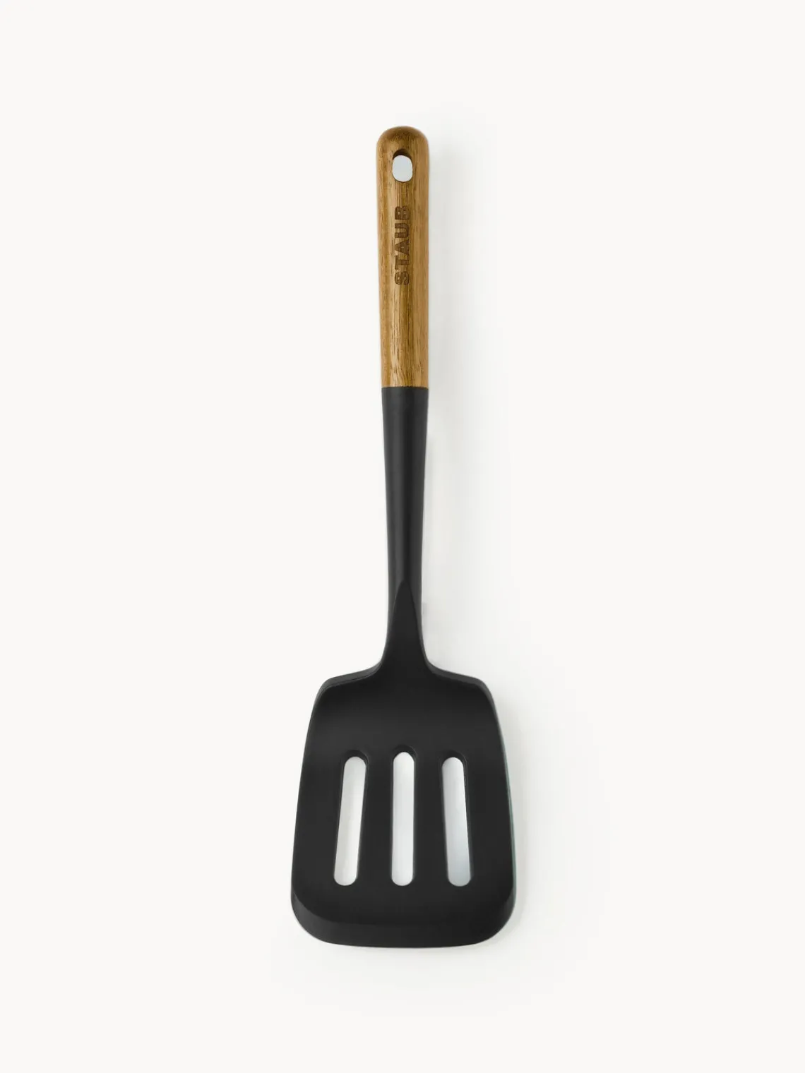 Sale Staub Spatule avec manche en acacia Cook Noir, bois clair